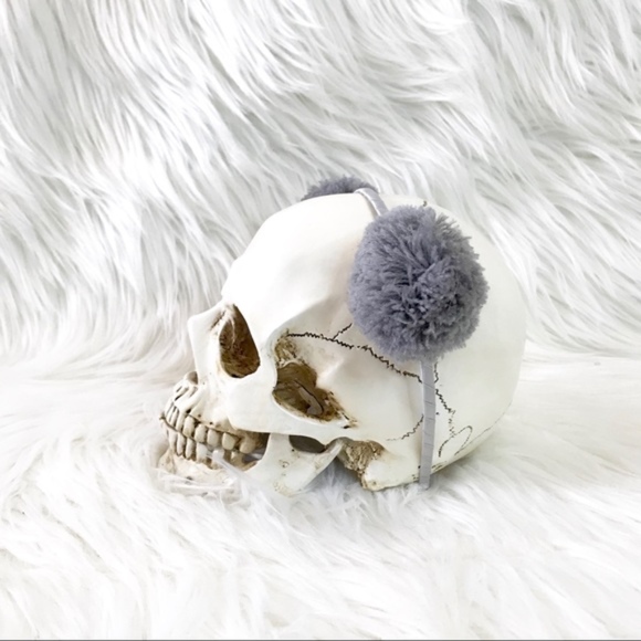 Cute Grey Pom Pom cat ears headband - Picture 2 of 7